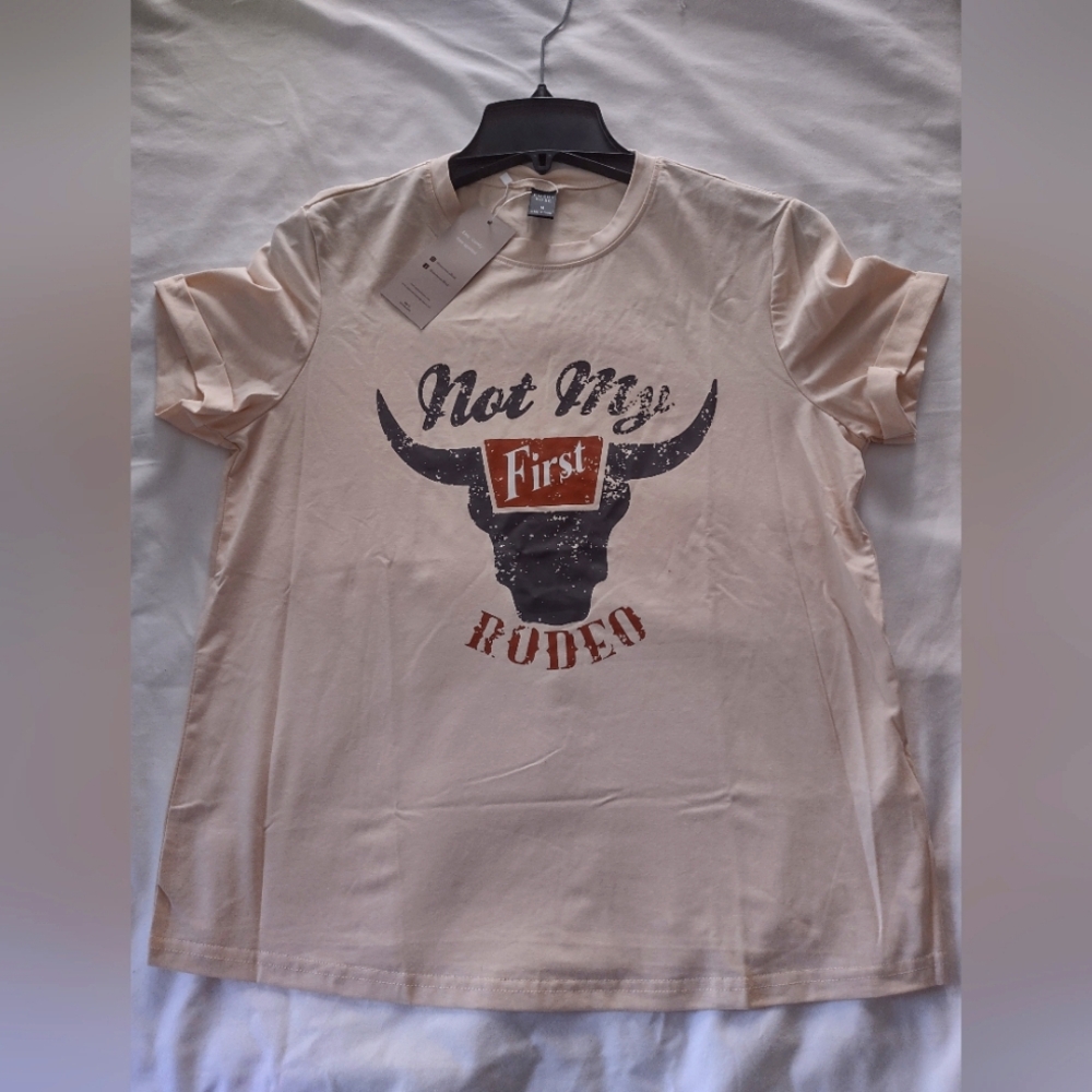 Emery Rose Cream Graphic Tee with Bull Design